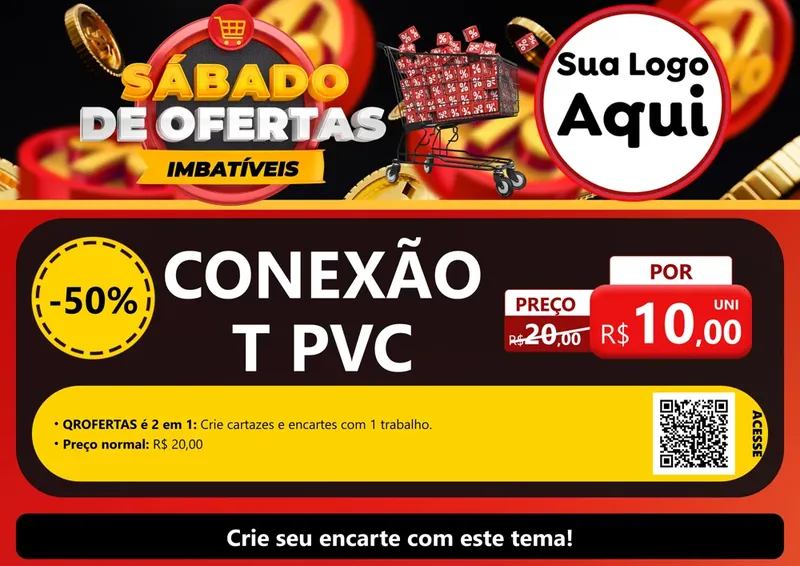 Modelo de Cartaz para Cartaz A4 Horizontal com o tema Sábado de Ofertas Imbatíveis para Tubos e conexões