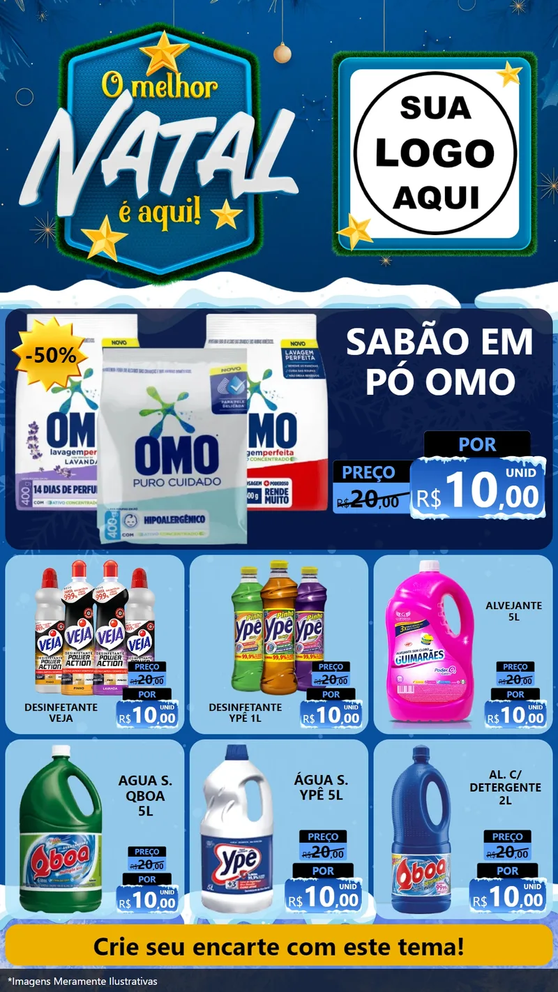 Modelo de Rede Social para Stories com o tema O Melhor Natal É Aqui! para Produtos de Limpeza