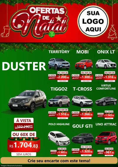 Modelo de Encarte para Encarte A4 Vertical com o tema Ofertas de Natal para Concessionaria de Carros