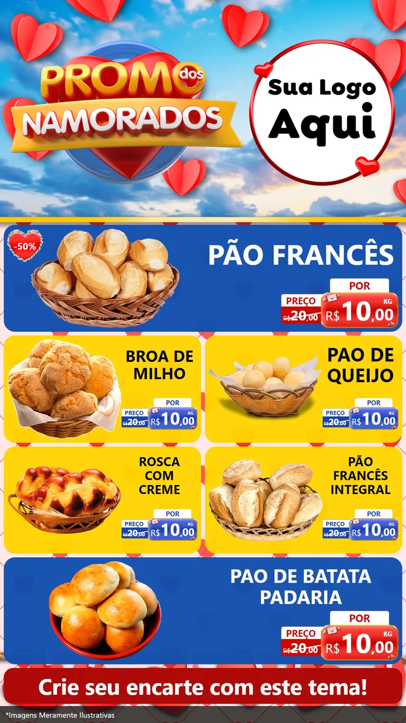 Modelo de TV para TV Vertical com o tema Promo dos Namorados para Padaria