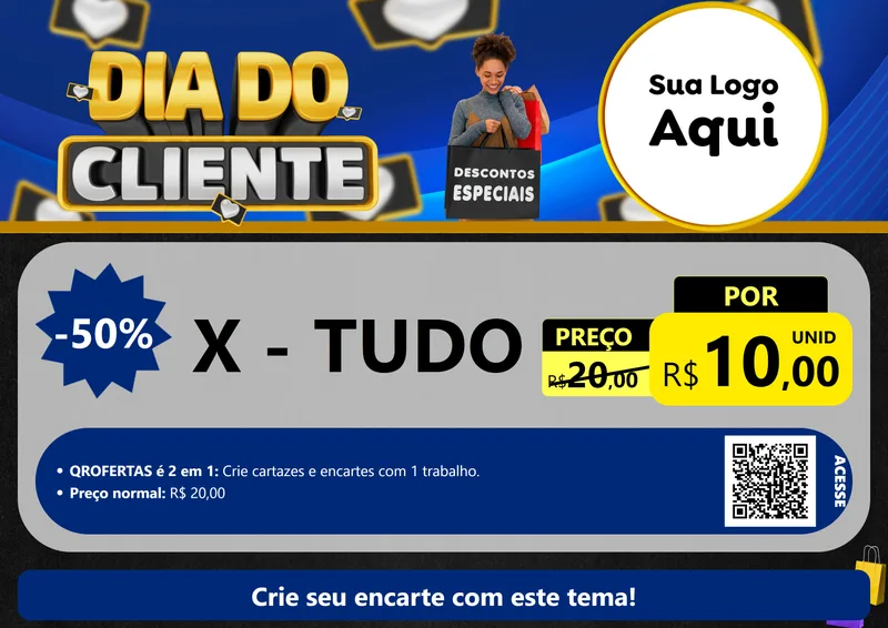 Modelo de Cartaz para Cartaz A4 Horizontal com o tema Dia Do Cliente para Hamburgueria