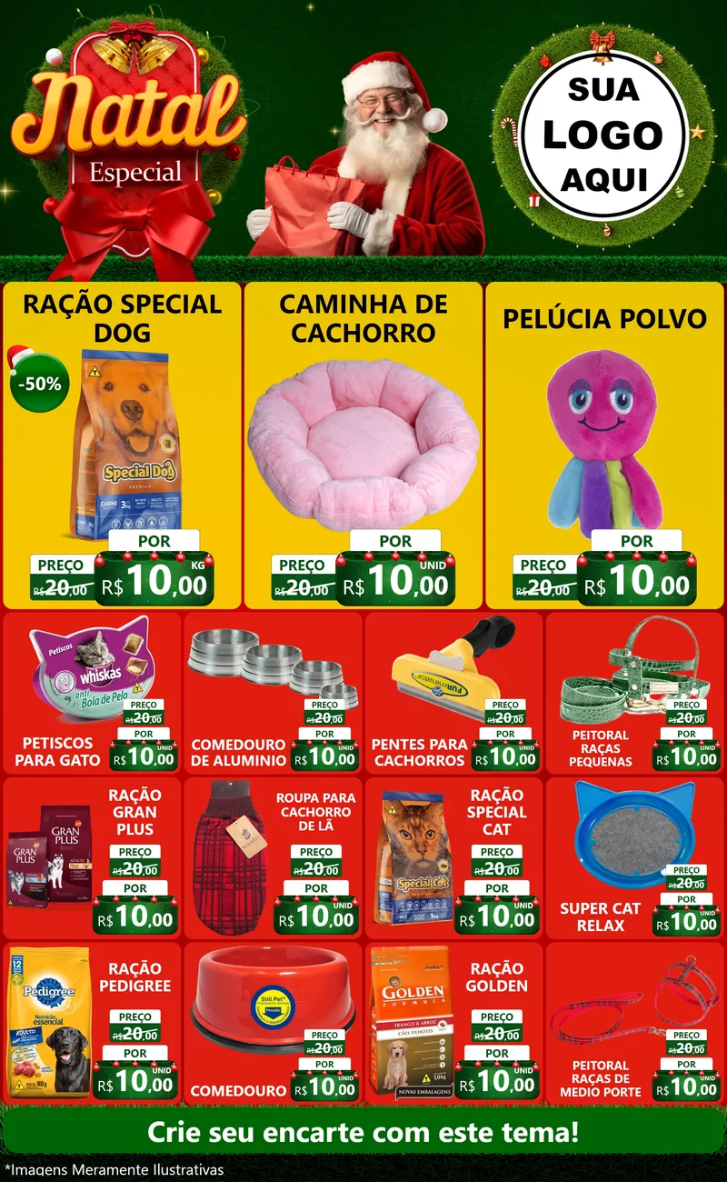 Modelo de Encarte para Encarte Grande com o tema Natal Especial para Pet Shop
