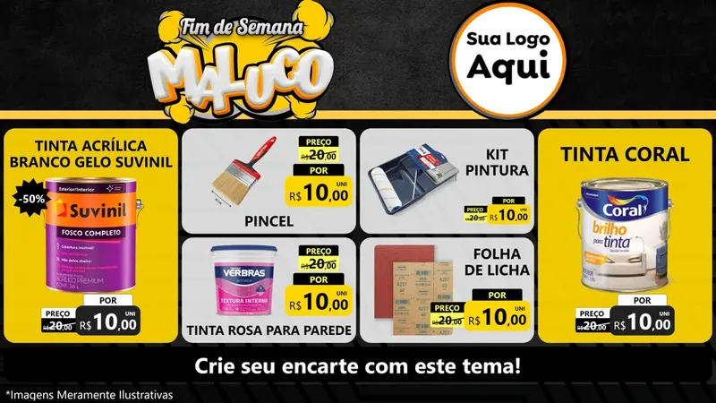 Modelo de TV para TV Horizontal com o tema Fim de Semana Maluco para Tintas e Ferramentas
