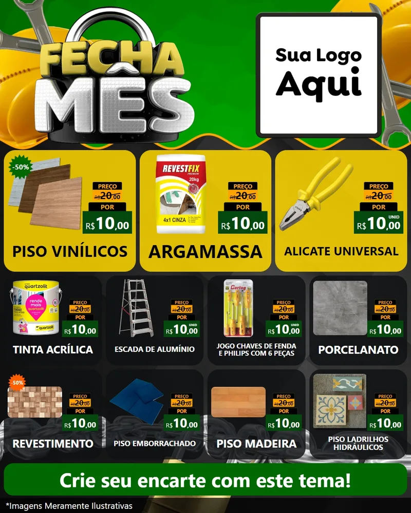 Modelo de Rede Social para Feed Instagram com o tema Fecha Mês para Material para Construção