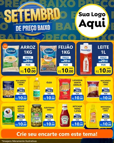 Modelo de Rede Social para Feed Instagram com o tema Setembro De Preço Baixo para Supermercado