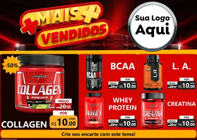 Modelo de Encarte para Encarte A4 Horizontal com o tema Mais Vendidos para Suplementos alimentares