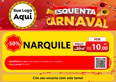 Modelo de Cartaz para Cartaz A4 Horizontal com o tema Esquenta Carnaval para Tabacaria