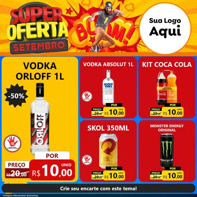 Modelo de Rede Social para Feed Facebook com o tema Super Oferta Setembro para Distribuidora de bebidas