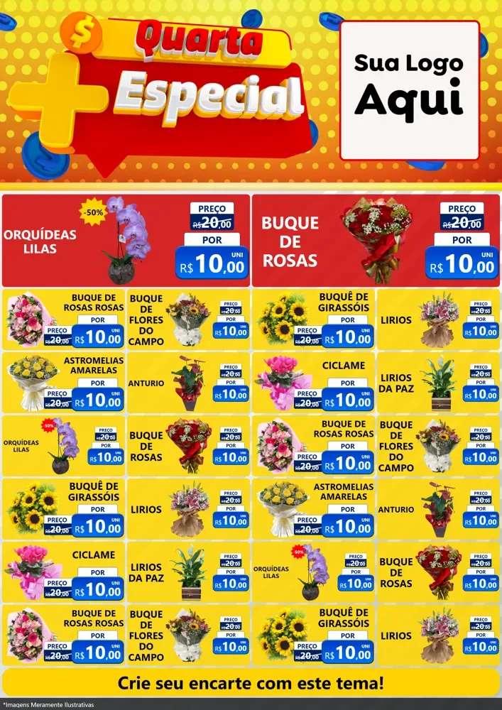 Modelo de Encarte para Encarte A4 Vertical com o tema Quarta Mais Especial para Floricultura e jardim