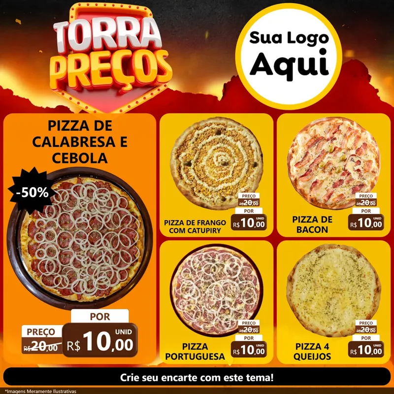 Modelo de Rede Social para Feed Facebook com o tema Torra Preços para Pizzaria