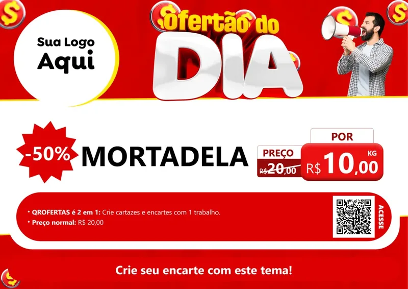Modelo de Cartaz para Cartaz A4 Horizontal com o tema Ofertão do dia para Frios e Laticínios