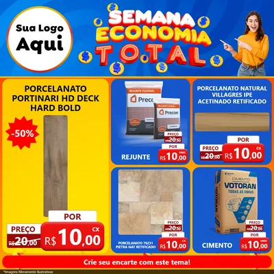 Modelo de Rede Social para Feed Facebook com o tema Semana Economia Total para Pisos e revestimentos