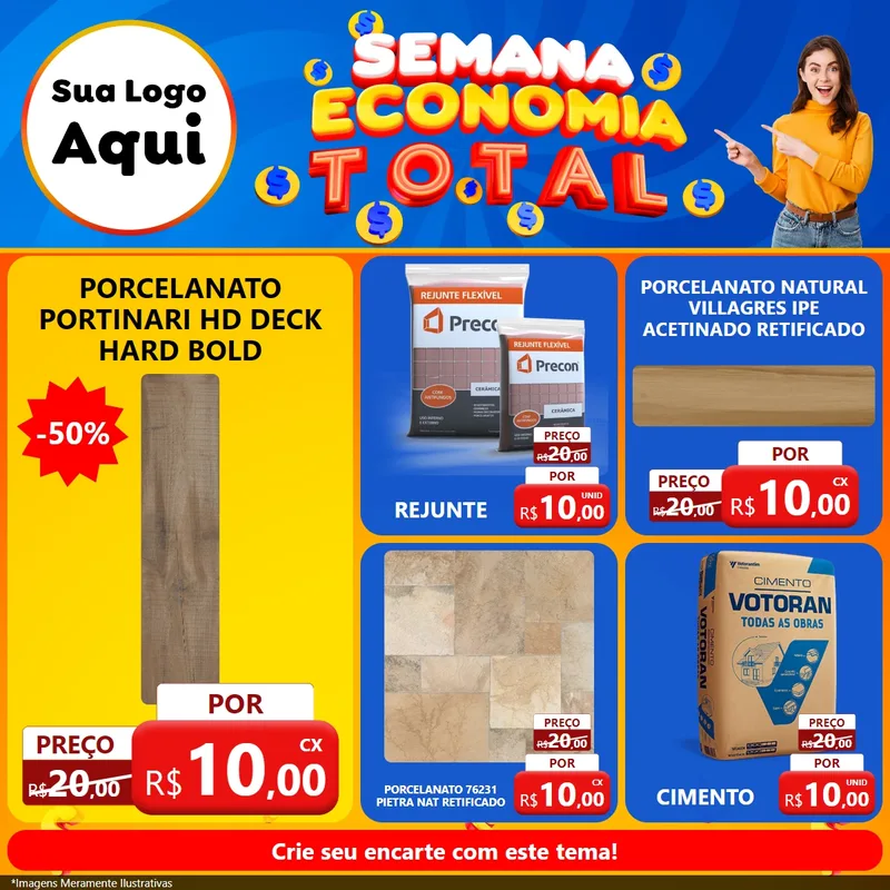 Modelo de Rede Social para Feed Facebook com o tema Semana Economia Total para Pisos e revestimentos