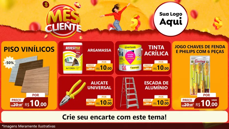 Modelo de TV para TV Horizontal com o tema Mês do Cliente para Material para Construção
