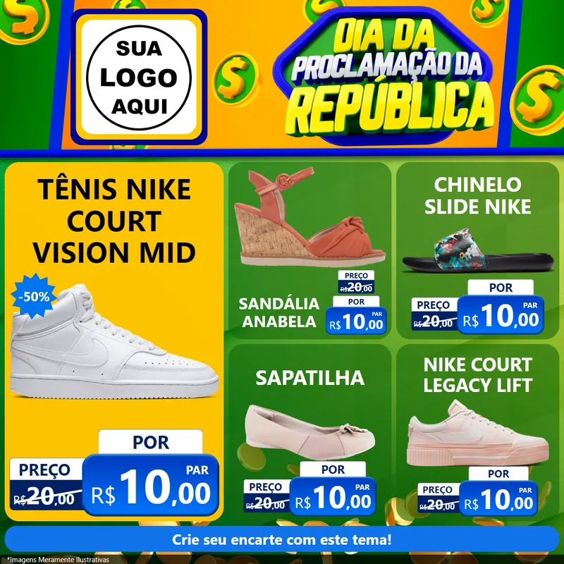 Modelo de Rede Social para Feed Facebook com o tema Dia Da Proclamação da República para Calçados