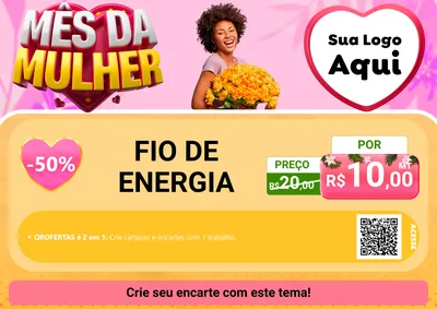 Modelo de Cartaz para Cartaz A4 Horizontal com o tema Mês da Mulher para Materiais Elétricos