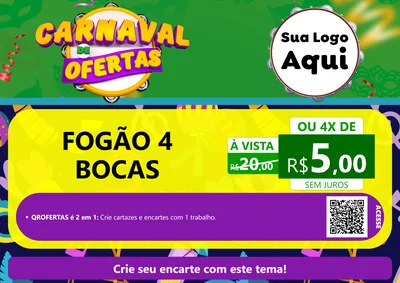 Modelo de Cartaz para Cartaz A4 Horizontal com o tema Carnaval de Ofertas para Móveis e Eletro