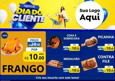 Modelo de Encarte para Encarte A4 Horizontal com o tema Especial Dia do Cliente para Assados