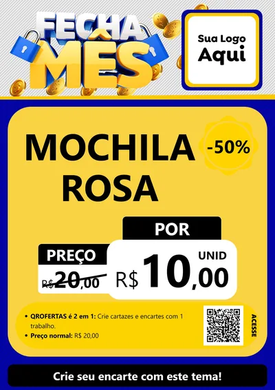 Modelo de Cartaz para Cartaz A4 Vertical com o tema Fecha Mês para Papelaria