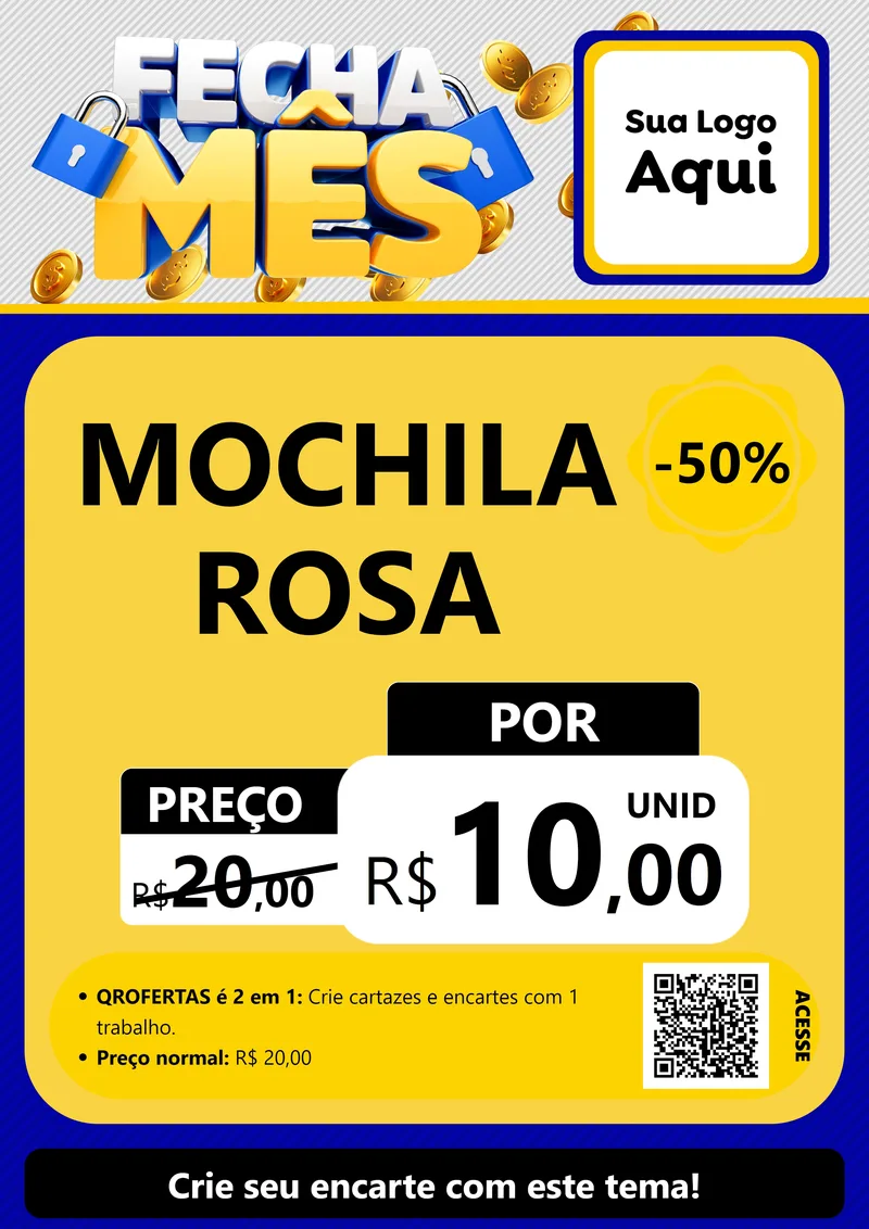 Modelo de Cartaz para Cartaz A4 Vertical com o tema Fecha Mês para Papelaria