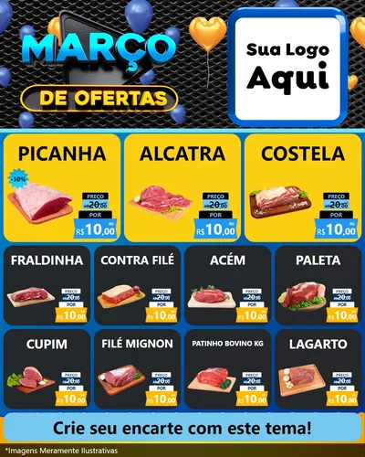 Modelo de Rede Social para Feed Instagram com o tema Março de Ofertas para Açougue