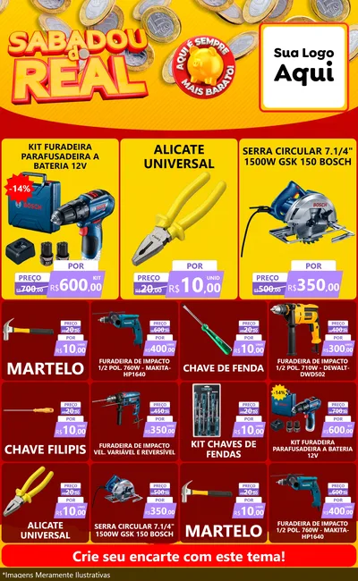 Modelo de Encarte para Encarte Grande com o tema Sabadou do Real para Maquinas e Ferramentas