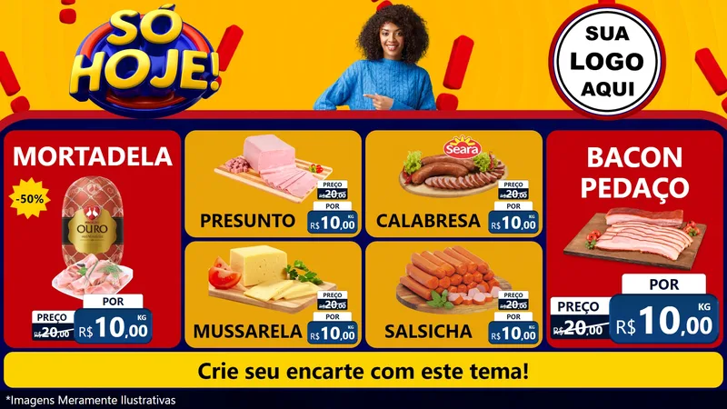 Modelo de TV para TV Horizontal com o tema Só Hoje! para Frios e Laticínios
