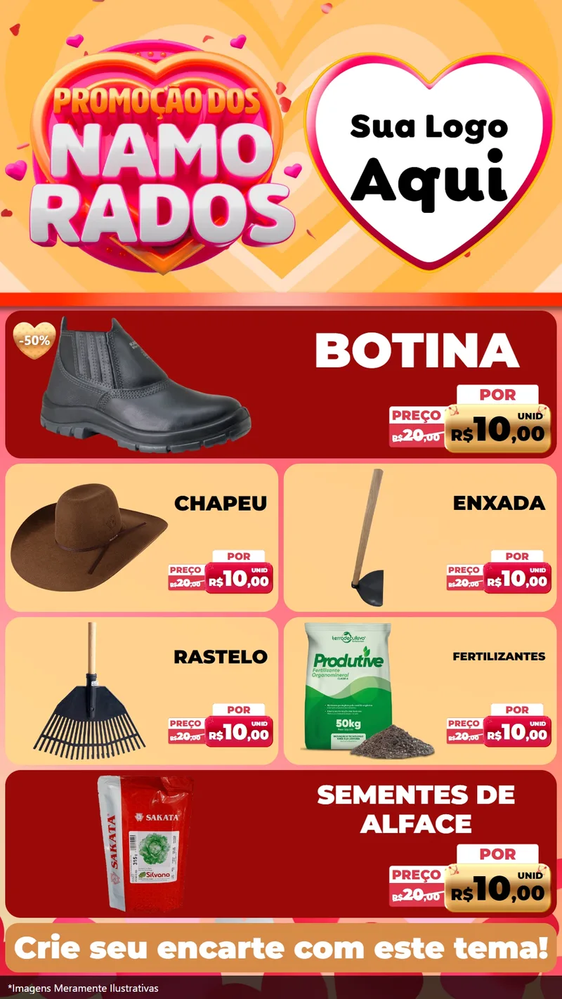 Modelo de TV para TV Vertical com o tema Promoção dos Namorados para Agropecuária