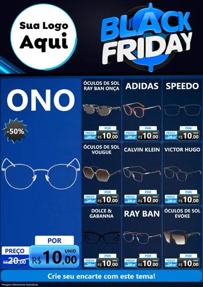 Modelo de Encarte para Encarte A4 Vertical com o tema Black Friday para Óticas