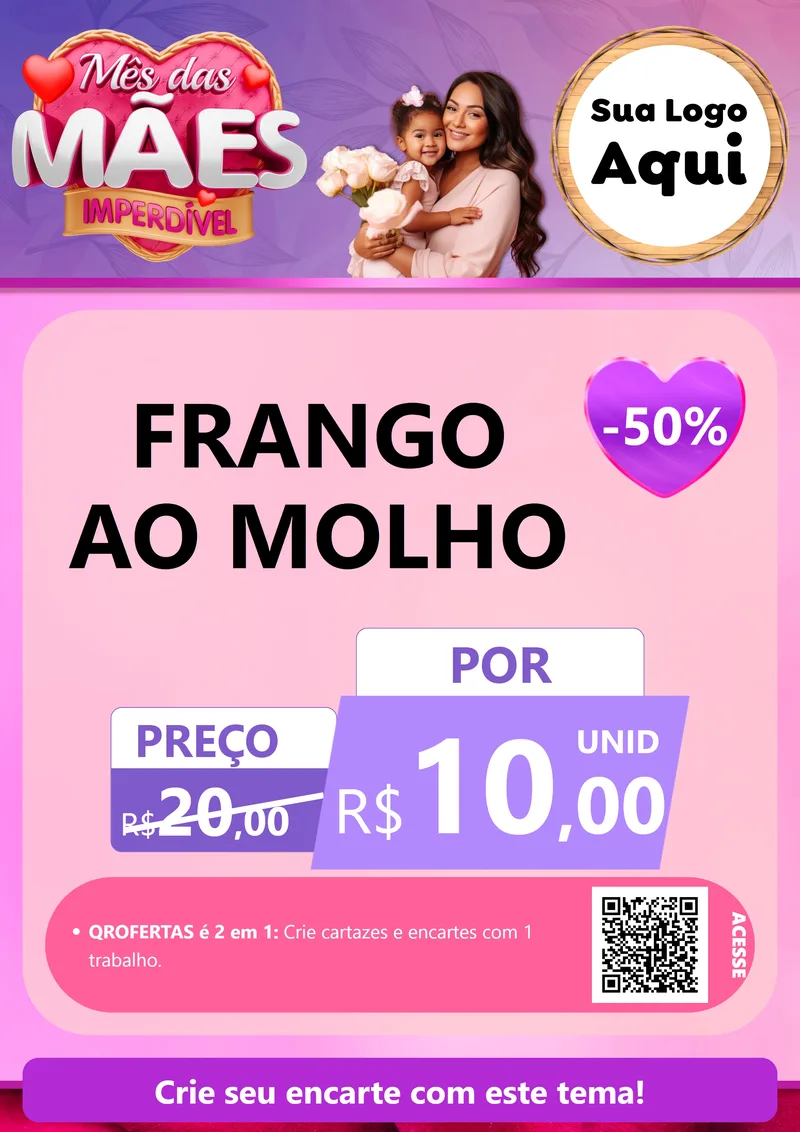 Modelo de Cartaz para Cartaz A4 Vertical com o tema Mês das Mães Imperdível para Restaurante