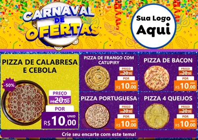 Modelo de Encarte para Encarte A4 Horizontal com o tema Carnaval de Ofertas para Pizzaria