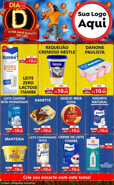 Modelo de Encarte para Encarte Grande com o tema Dia D - O Dia Mais Barato Do Mês para Frios e Laticínios