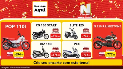 Modelo de TV para TV Horizontal com o tema Dia N o Dia Mais Barato do Mês para Concessionaria de Motos