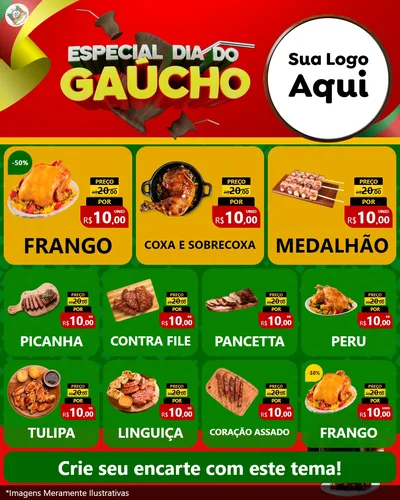 Modelo de Rede Social para Feed Instagram com o tema Especial Dia do Gaúcho para Assados