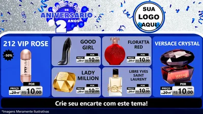 Modelo de TV para TV Horizontal com o tema Promoção de Aniversário - 2 Anos para Perfumes