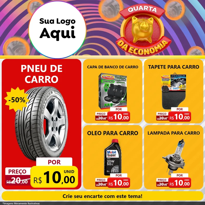 Modelo de Rede Social para Feed Facebook com o tema Quarta da Economia para Auto peças