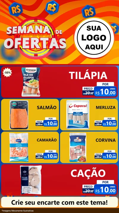 Modelo de TV para TV Vertical com o tema Semana de Ofertas para Peixaria