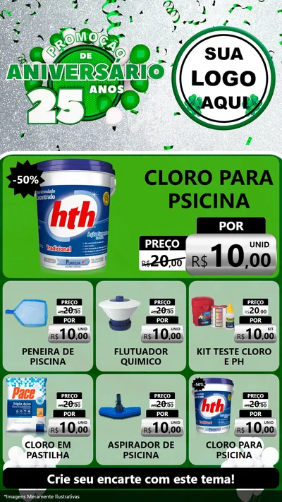 Modelo de Rede Social para Stories com o tema Promoção de Aniversário - 25 Anos para Produtos para Piscina