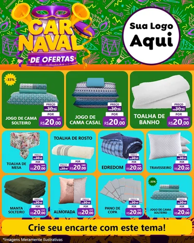 Modelo de Rede Social para Feed Instagram com o tema Carnaval de Ofertas para Cama, Mesa e Banho