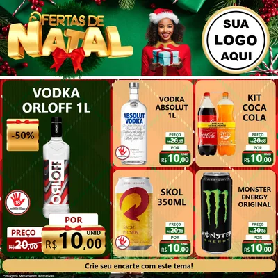 Modelo de Rede Social para Feed Facebook com o tema Ofertas de Natal para Distribuidora de bebidas