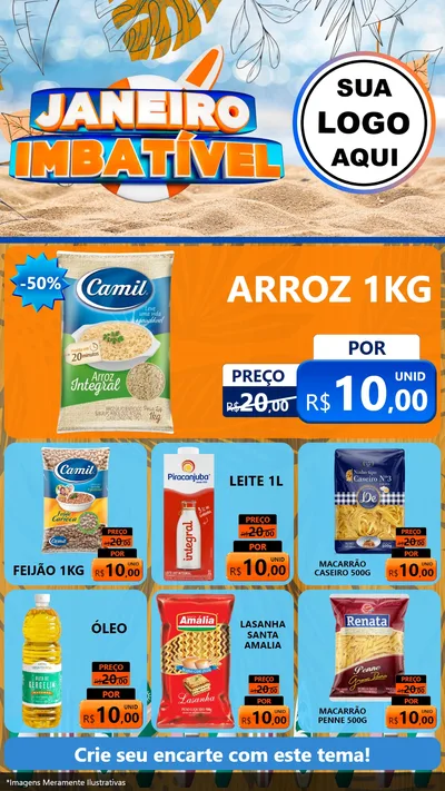 Modelo de Rede Social para Stories com o tema Janeiro Imbatível para Supermercado