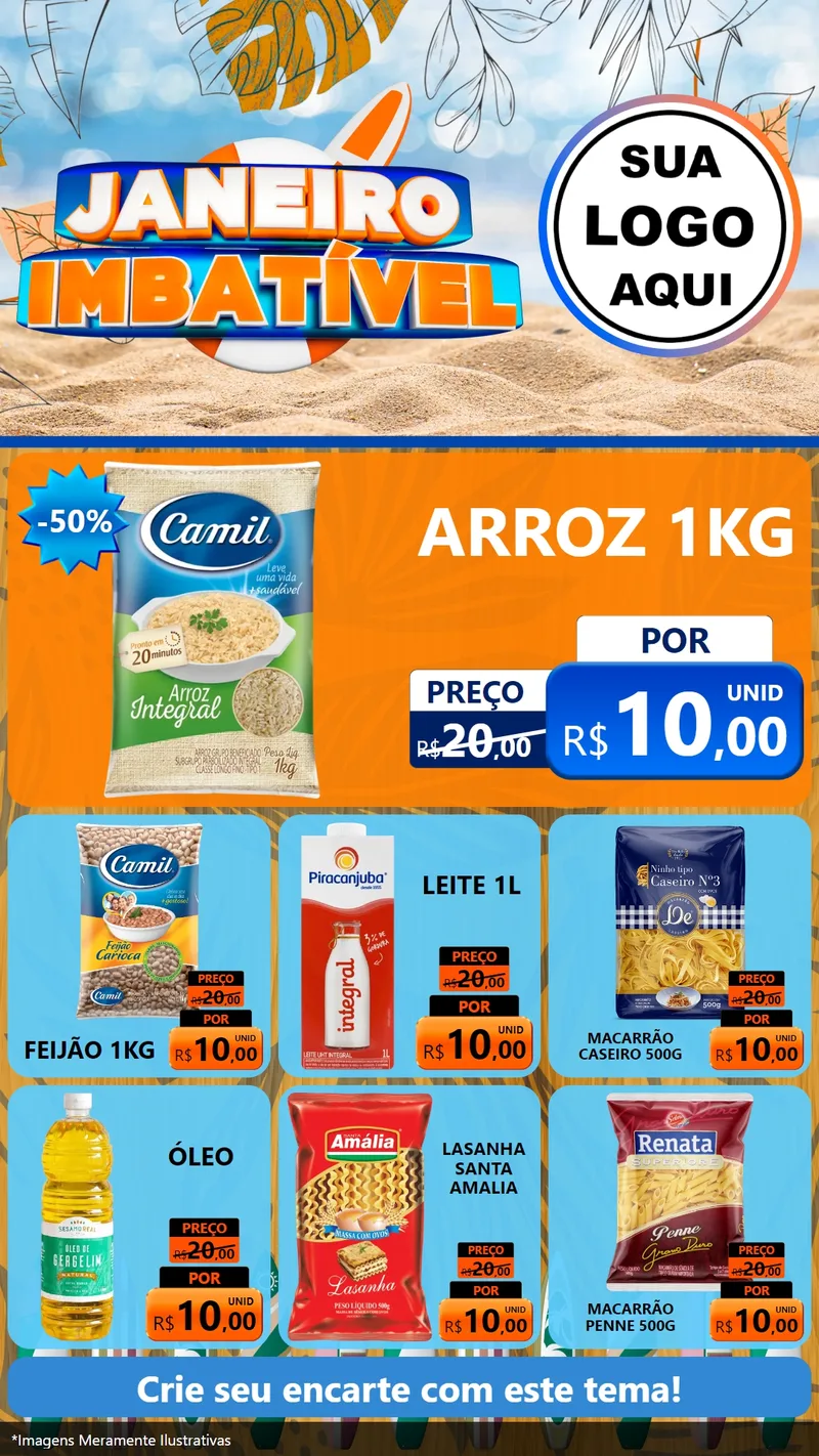 Modelo de Rede Social para Stories com o tema Janeiro Imbatível para Supermercado