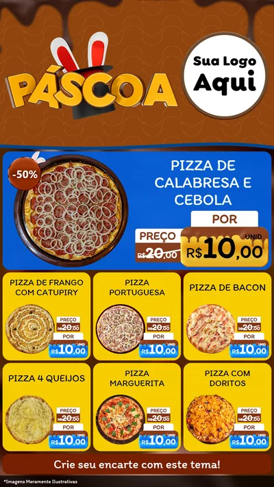 Modelo de Rede Social para Stories com o tema Páscoa para Pizzaria