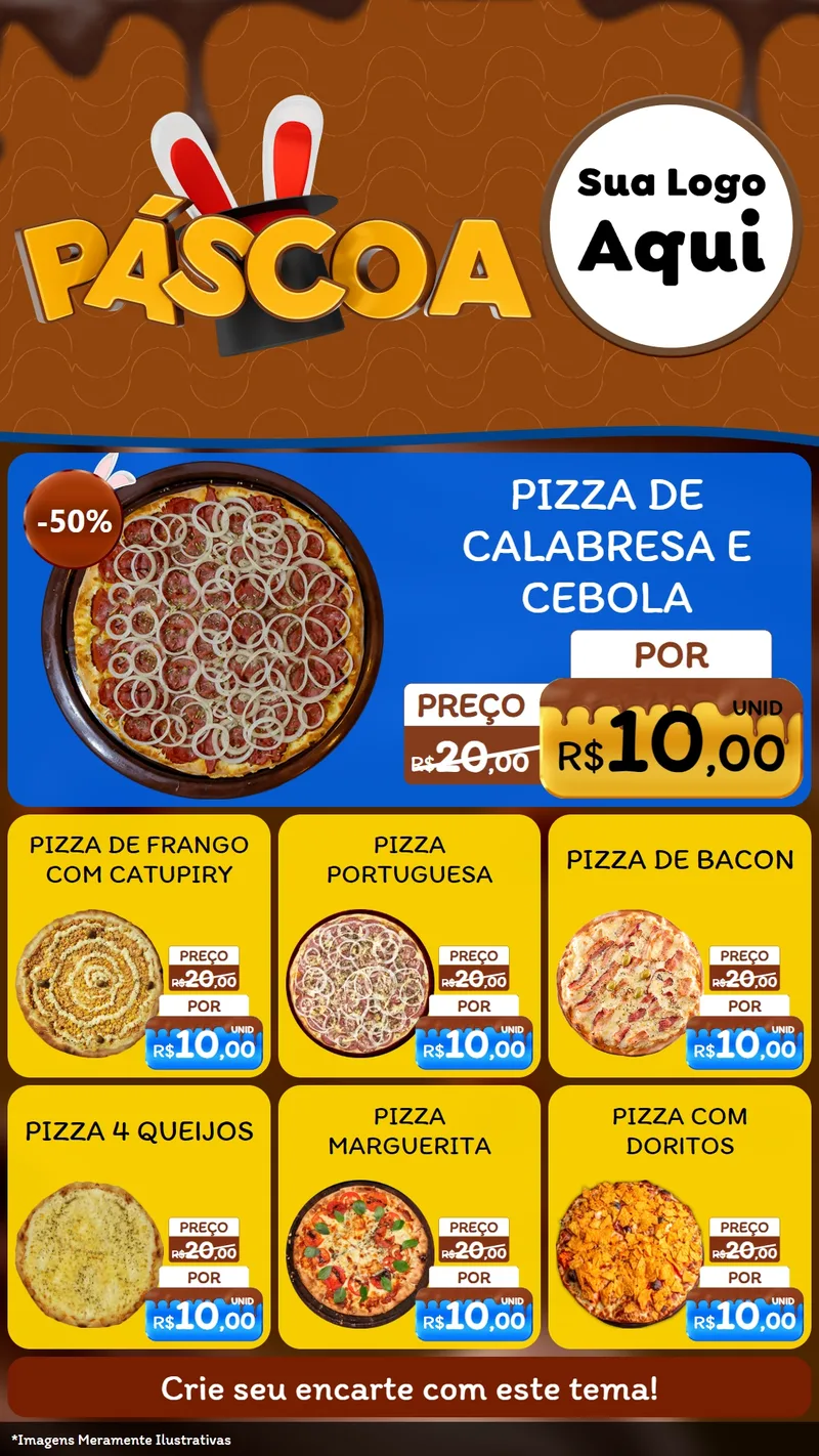 Modelo de Rede Social para Stories com o tema Páscoa para Pizzaria