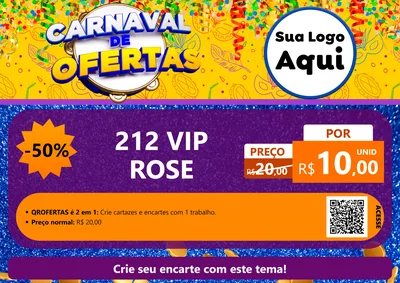 Modelo de Cartaz para Cartaz A4 Horizontal com o tema Carnaval de Ofertas para Perfumes