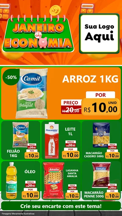 Modelo de Rede Social para Stories com o tema Janeiro da Economia para Supermercado
