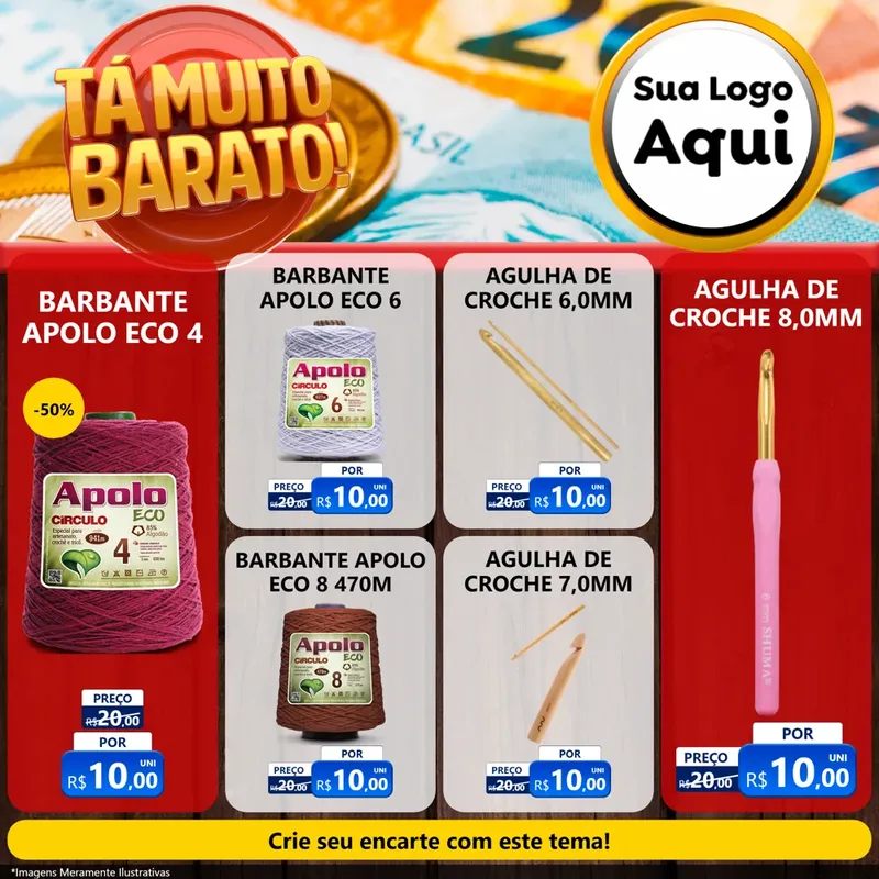 Modelo de Rede Social para Feed Facebook com o tema Está Muito Barato para Armarinho e Aviamentos