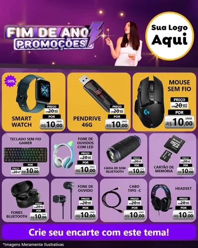 Modelo de Rede Social para Feed Instagram com o tema Fim de Ano Promoções para Informática
