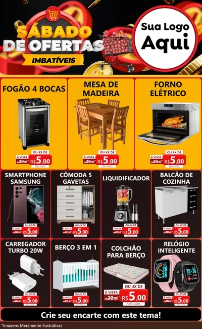 Modelo de Encarte para Encarte Grande com o tema Sábado de Ofertas Imbatíveis para Móveis e Eletro