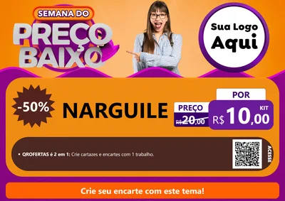Modelo de Cartaz para Cartaz A4 Horizontal com o tema Semana do Preço Baixo para Tabacaria
